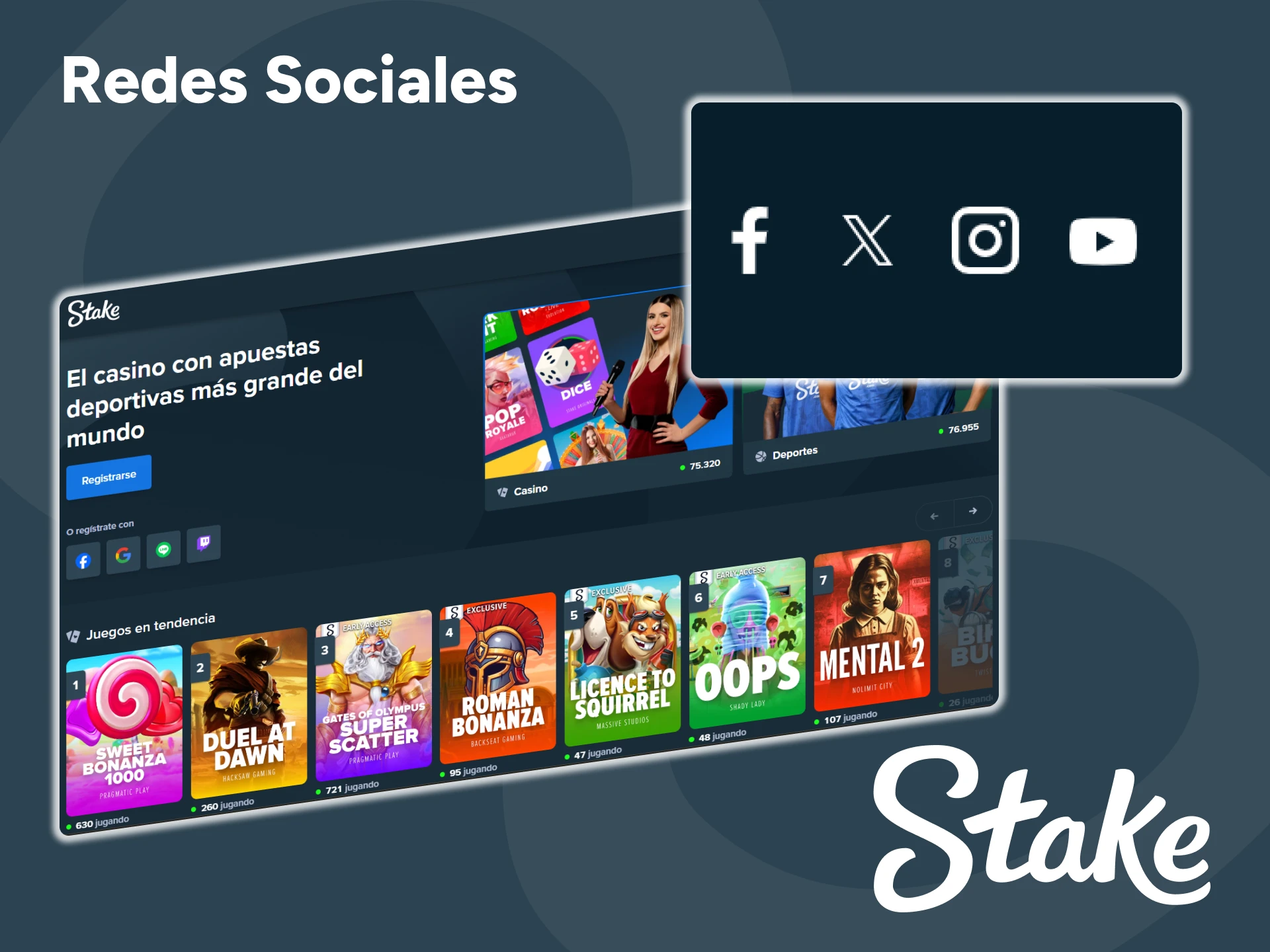 Las redes sociales también están disponibles para recibir asistencia de Stake.