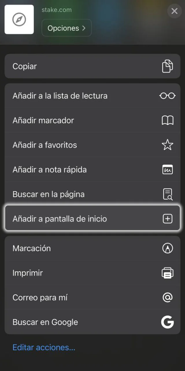 Añade el icono de Stake a la pantalla principal de tu smartphone.