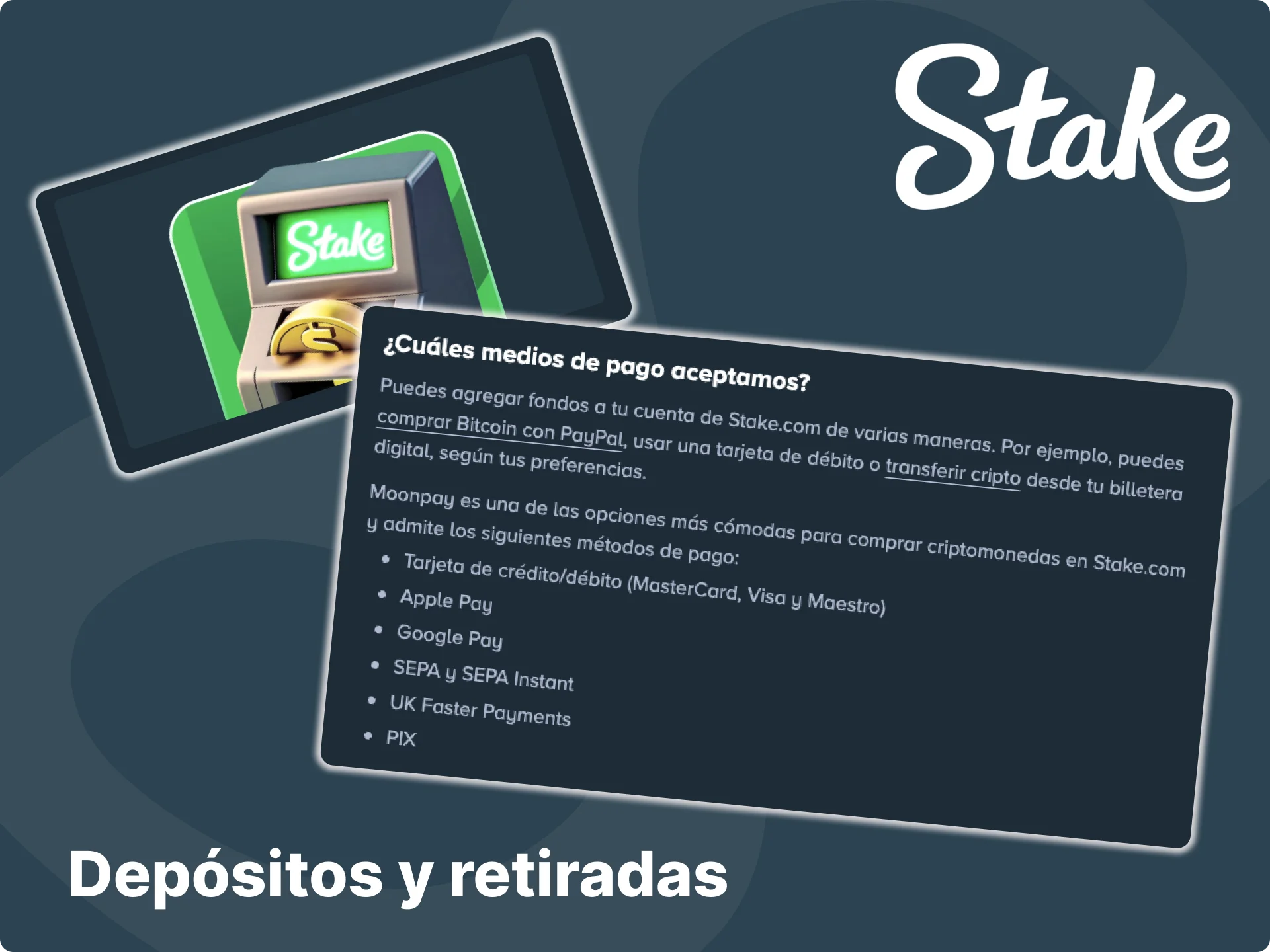 Obtenga más información sobre los métodos de depósito y retiro en el sitio web y en la versión móvil de Stakes.